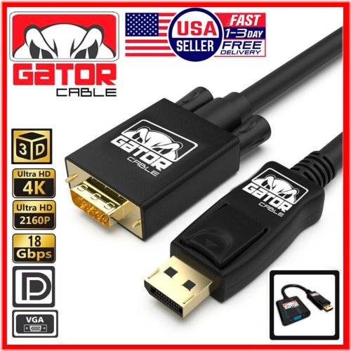 VGA Converter Cable for High-Quality Video Display on Monitors and HDTVs