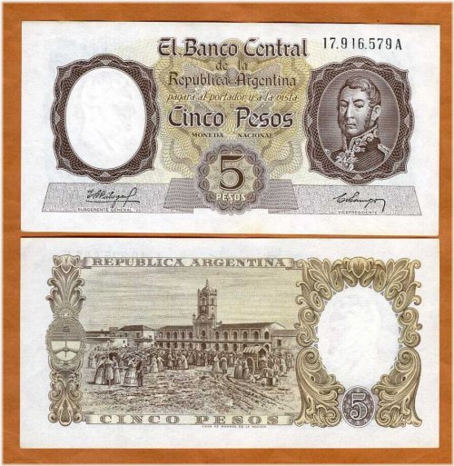 Argentinian Vintage Currency, 5 Pesos