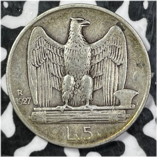 1927 Italian 5 Lire Silver Coin