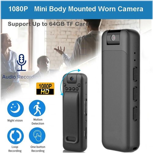 Nightwatcher 1080P HD Mini Body Camcorder with 8-Hour Recording