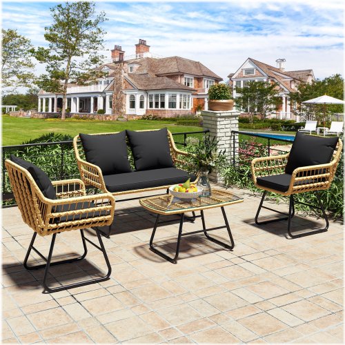 Rattan Sectional Patio Set with Cushions