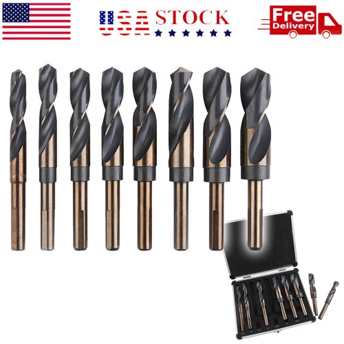 Precision Cut Cobalt Drill Bit Set - 8 Pieces, Sizes 9/16" to 1