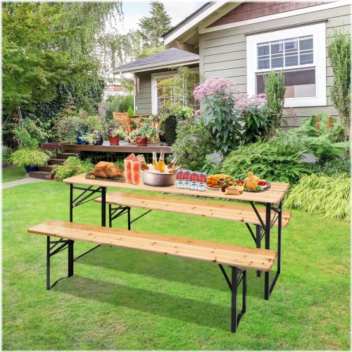 Wooden Top Picnic Dining Set for Outdoor Entertaining