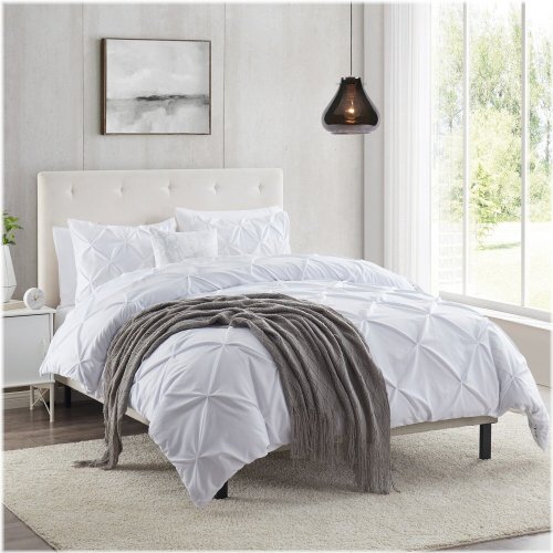 Pinch Pleat Down-Free Comforter Set with Shams - 3 Piece Set