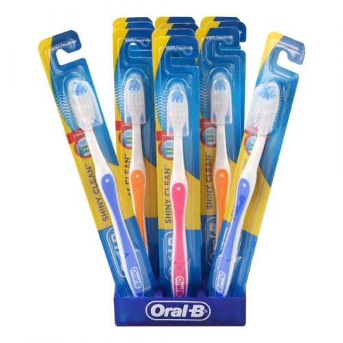 Shiny Clean Soft Toothbrush with Z-Shaped Bristles (12 Pack)