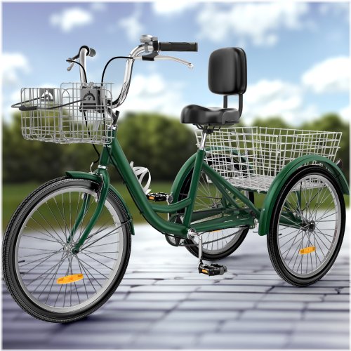 Green Tricycle Trike with Removable Basket
