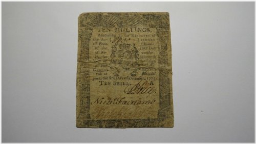 Pennsylvania Colonial Banknote - 1775 Ten Shillings