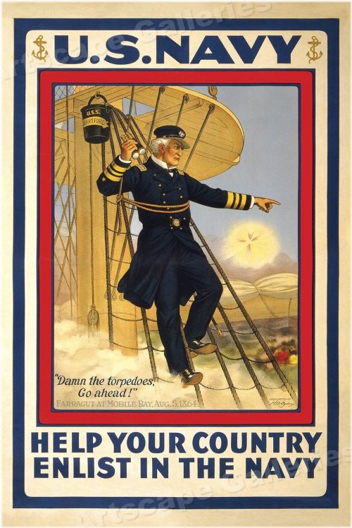 Torpedo Strike: Vintage World War I Navy Recruitment Poster