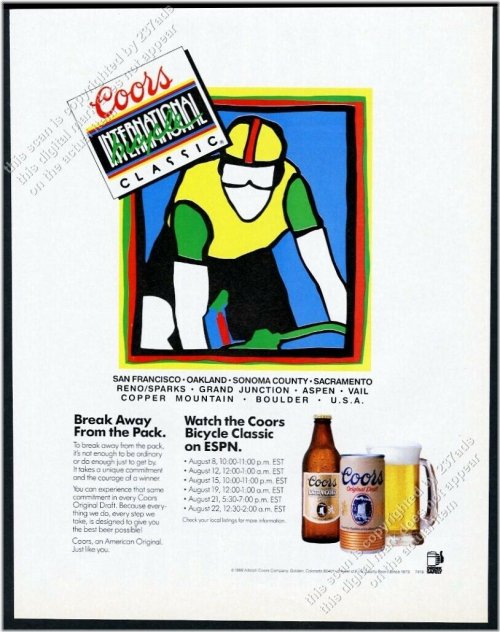 Classic Coors Art Print from 1988 Bike Race