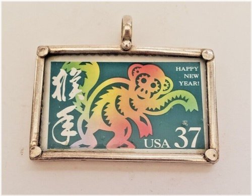 Silver Monkey Stamp Pendant - 2003 Edition