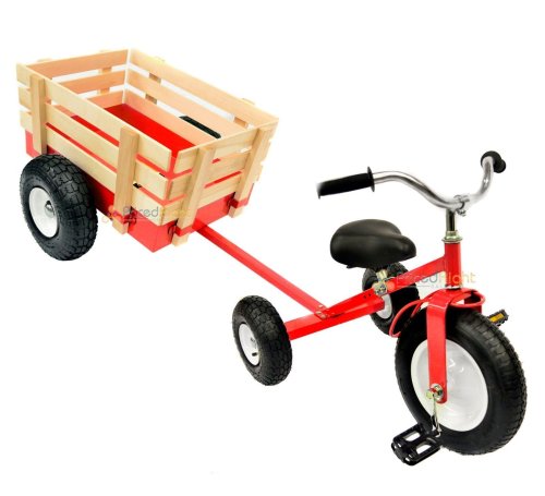Retro Red Pedal Trike and Wagon Set for Outdoor Adventures