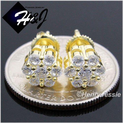 Sterling Icy Gold Stud Earring