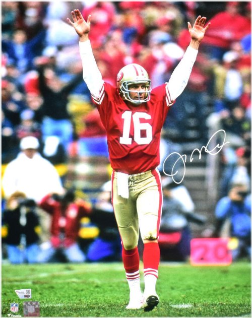 Golden Moments: Joe Montana's Iconic Arms Up Autographed Photo