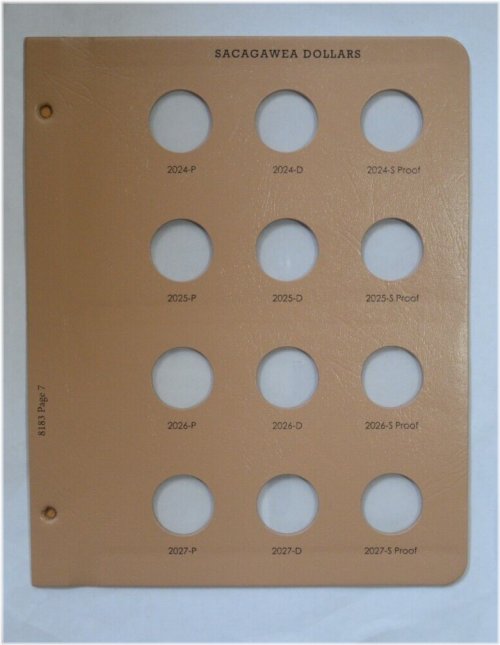 SACAGAWEA DOLLAR DANSCO ALBUM PAGE #8183-7 w/PROOFS - 2024 to 2027 - NO COINS