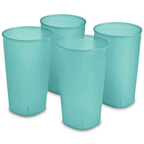 Blue Tinted Plastic Tumblers Set of 4 - 20 Oz Capacity