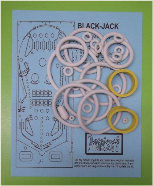 Black Jack Pinball Rubber Ring Set - 1977 Bally Edition