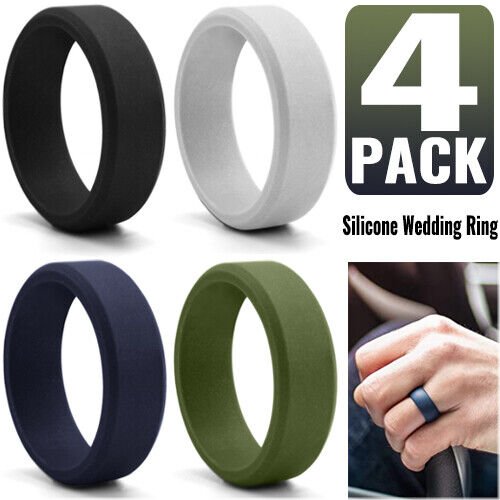 Everlasting Love Silicone Rings - Set of 4 for Men and Women