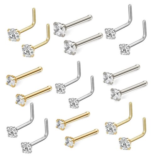 Golden Clear Spark Nose Studs