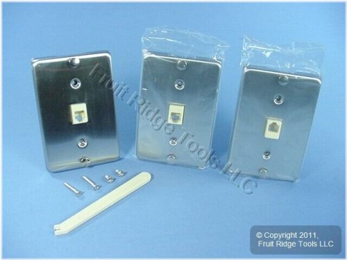 Stainless Steel Wall Phone Mounting Plates by Leviton