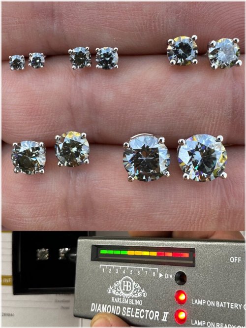 Blue Gray Moissanite Stud Earrings