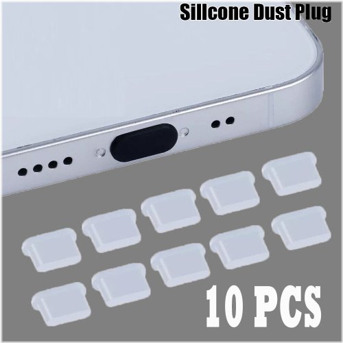 Type-C Port Silicone Dust Plugs (Clear, Pack of 10)