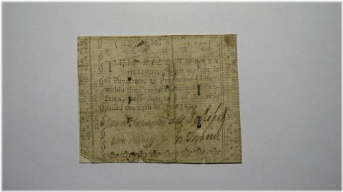 North Carolina 1760 Twenty Shillings Colonial Note