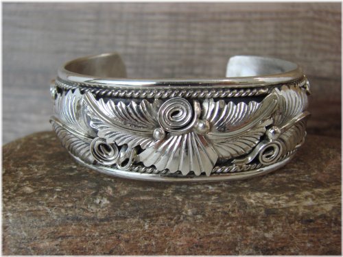 Southwestern Silver Feather Bracelet