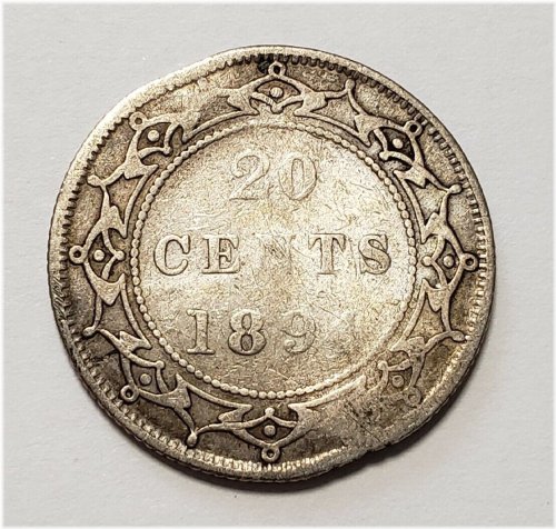 1894 Canada/Newfoundland Silver Twenty Cents Coin
