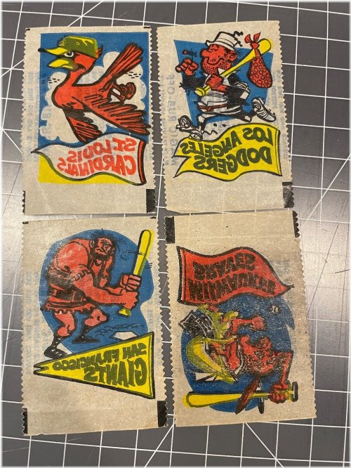 1961 Topps Magic Rub-Off Transfer Set - Cardinals, Giants, Dodgers, Braves