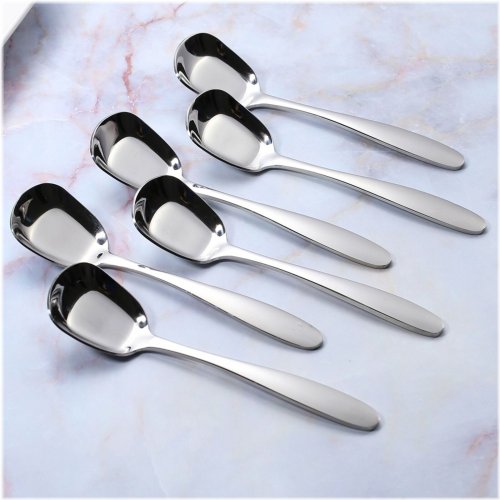 Square Stainless Steel Soup and Dinner Spoons Set