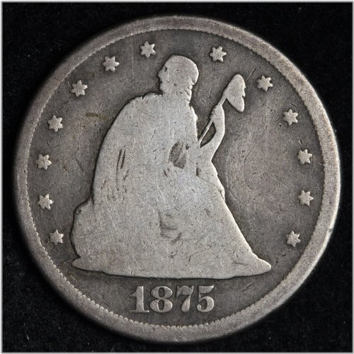 1875-CC Seated Liberty Silver Twenty Cent Piece
