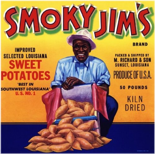 Sunset Louisiana Smoky Jim's Yams Label