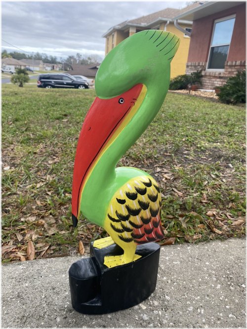 Perched Pelican Wooden Sculpture