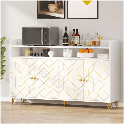 Contemporary Storage Console with Versatile Shelving