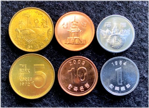 Korean UNC Coin Set with 1, 5, and 10 Won Denominations