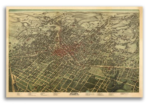 Atlanta in 1892: A Historic Panoramic Town Map