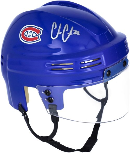 Montreal Canadiens Autographed Blue Mini Helmet by Cole Caufield