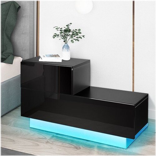 Black Glow 2-Drawer Bedside Table with LED Light