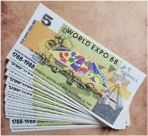 Australian World Expo 88 $5 Banknote - UNC