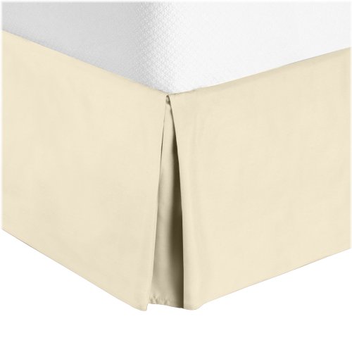 Cream Pleated Tailored Bed Skirt - 14" Drop Dust Ruffle, Twin XL Size