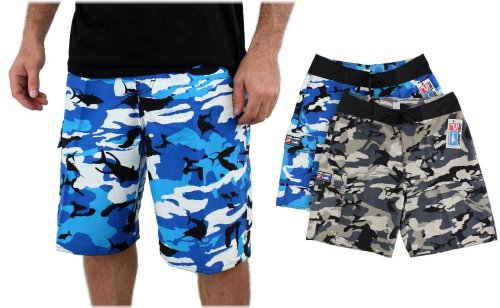 Fish-Print Camouflage Shorts