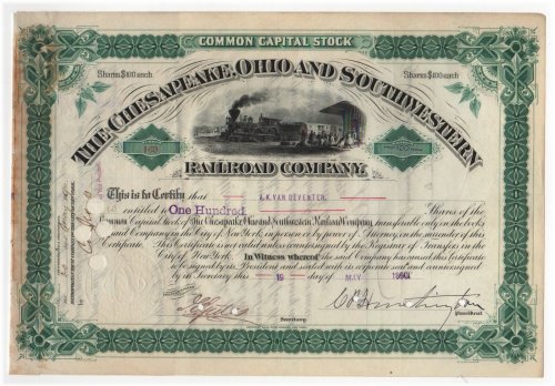 Huntington Railroad Stock Certificate