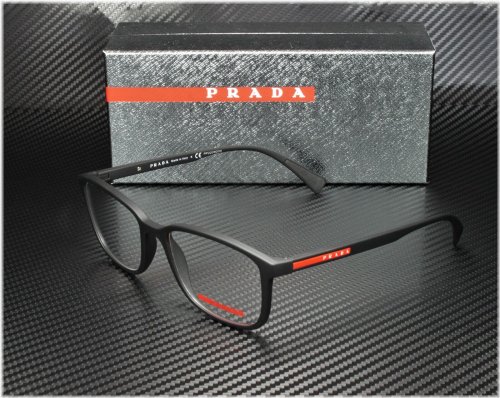 Black Rubber Men's Eyeglasses by Prada Linea Rossa