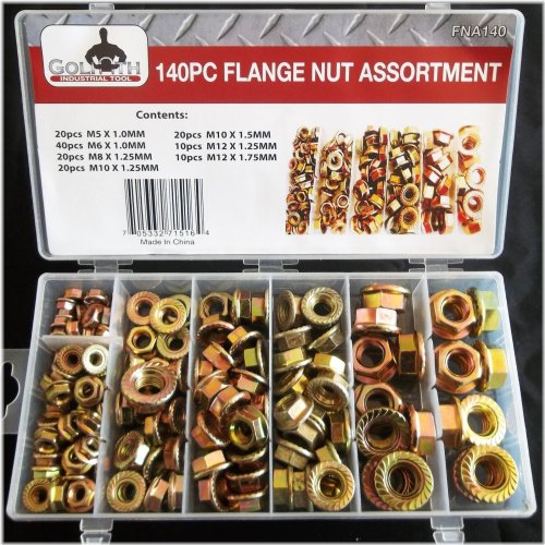 Goliath Industrial Metric Flange Nut Assortment with Washers (140 pieces)