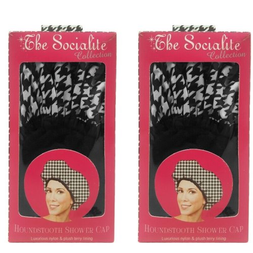 Houndstooth Shower Cap Duo