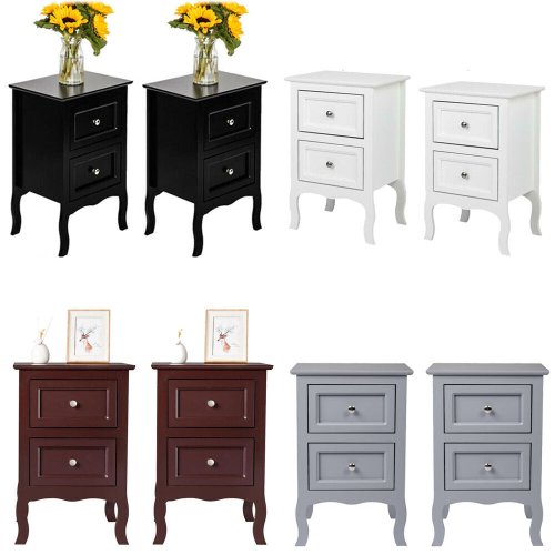 Sleep Haven" Nightstands - Set of 2 with 2 Drawers Storage