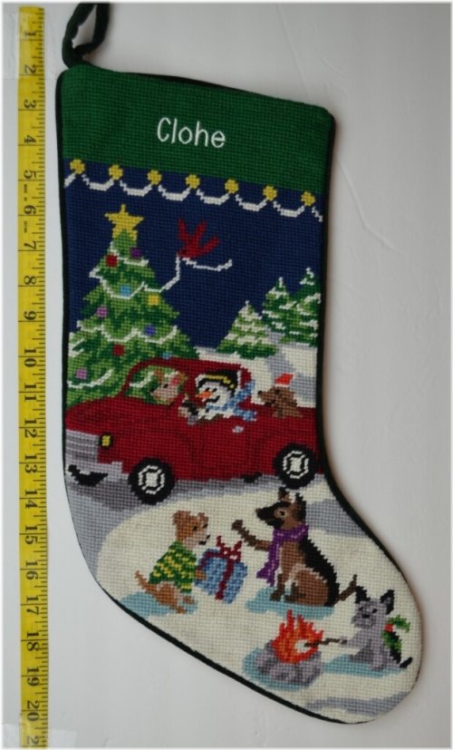 Frosty Needlepoint Monogrammed Christmas Stocking