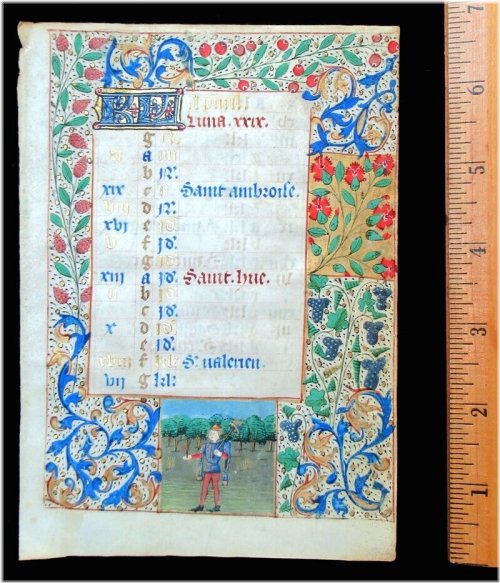 April in Medieval France: A Rare Manuscript Calendar Leaf with Miniatures