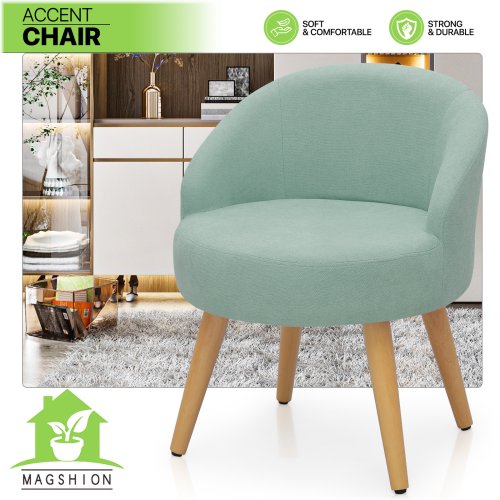 Velvet Wood Leg Accent Chair