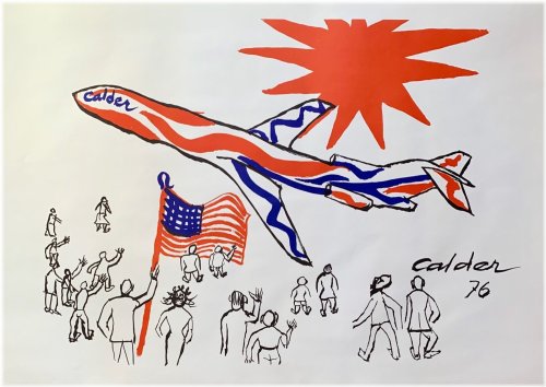 Bicentennial 1976 Braniff Flying Colors Facsimile Signed Print by Alexander Calder